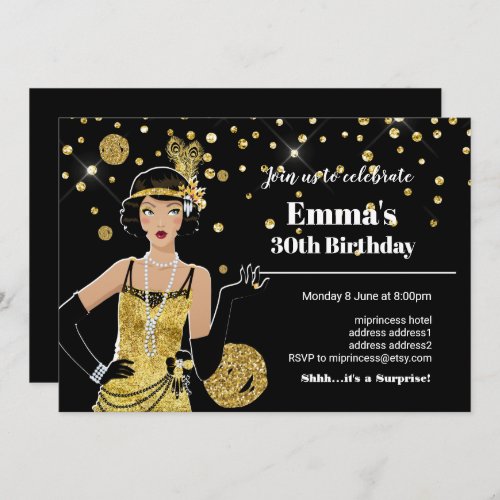 1920 flapper girl invitation gatsby birthday invitation