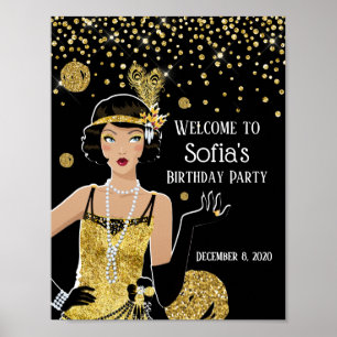 1920 flapper girl welcome sign