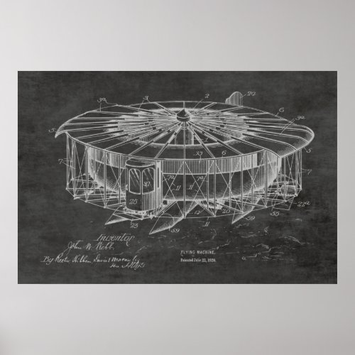 1920 Flying Machine Airplane Patent Drawing Print