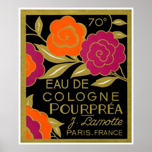 1920 French Eau de Cologne Pourprea perfume Poster