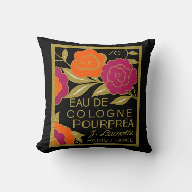 1920 French Eau de Cologne Pourprea perfume Throw Pillow (Front)