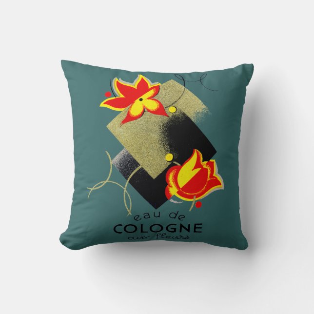 1920 French Floral perfume Throw Pillow (Front)