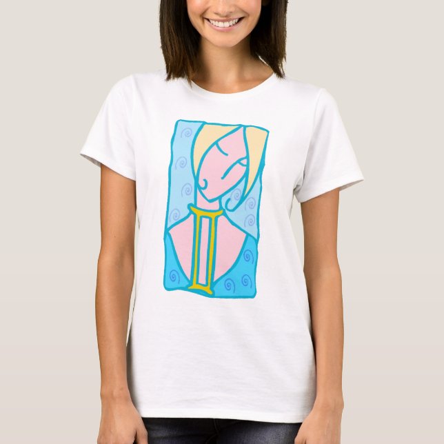 1920 Gemini Woman in blue with symbol T-Shirt (Front)