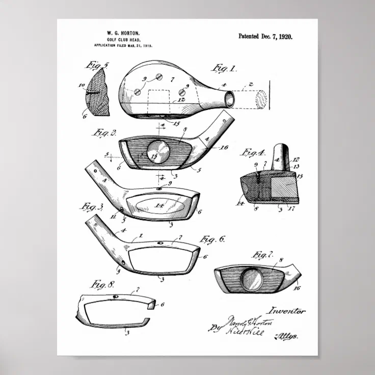 1920 Golf Club Head Design Patent Art Print Zazzle