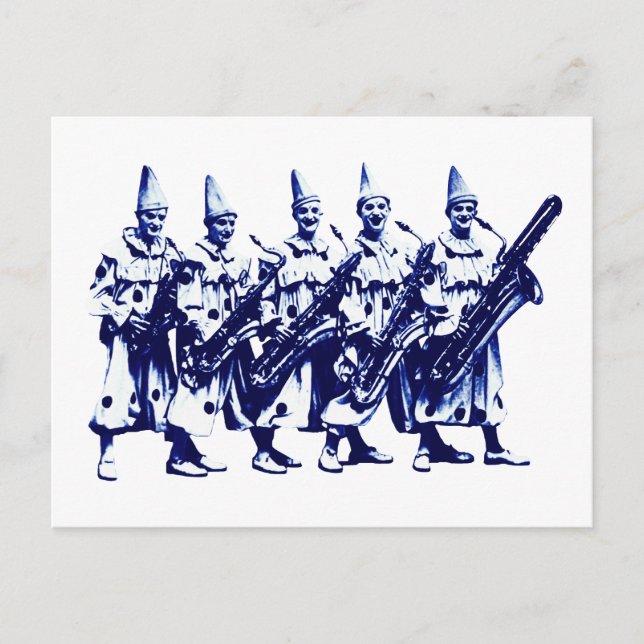 1920 Jazz Clowns, blue Postcard (Front)