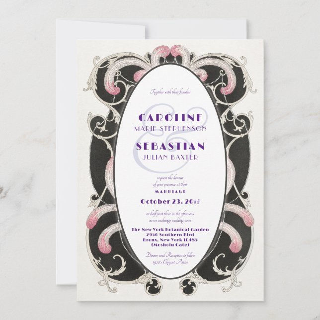 1920 Luxe Art Deco Gatsby Fashion Monogram Wedding Invitation (Front)