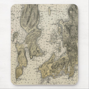 1920 Narragansett Bay Newport, RI Harbor Chart Mouse Pad