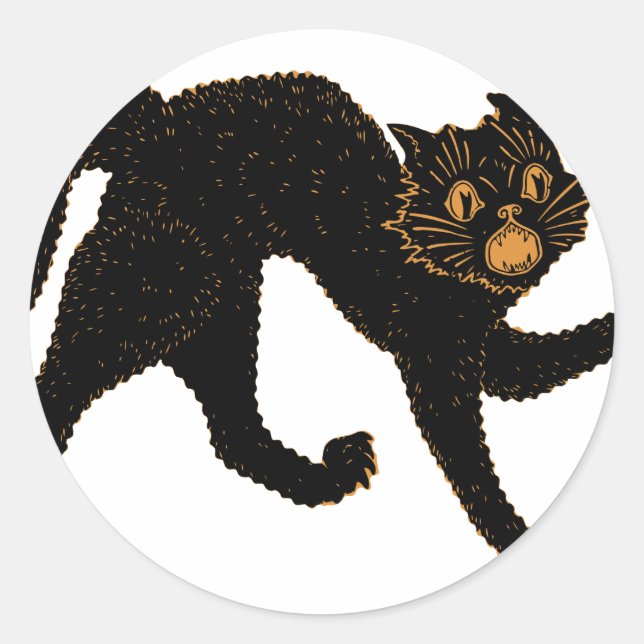 1920 Scary Black Cat Classic Round Sticker (Front)