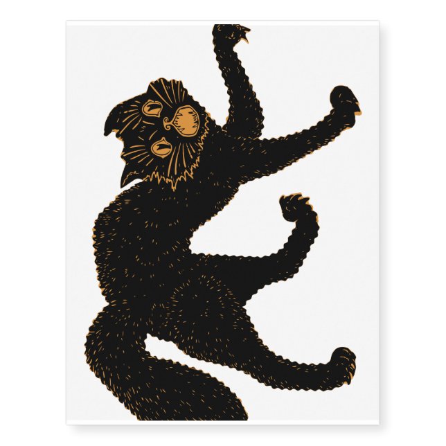 1920 Scary Black Cat Temporary Tattoos (Front)