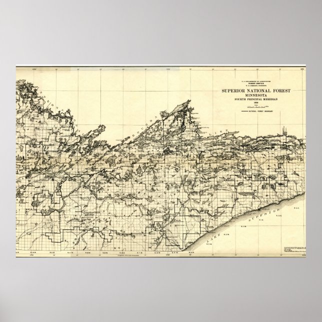 1920 Superior National Forest Map Poster (Front)