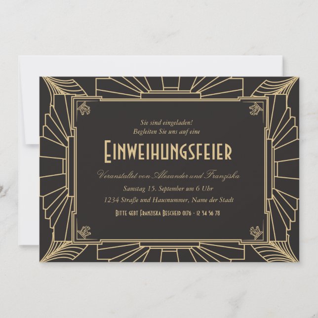 1920 unter dem Motto Einweihungsparty Einladung Invitation (Front)