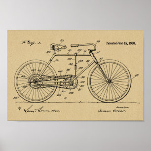 1920 Vintage Bicycle Design Patent Art Print