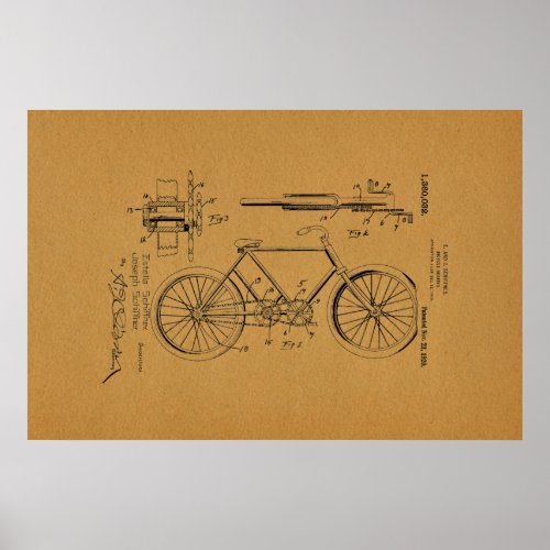 1920 Vintage Bicycle Gearing Patent Art Print