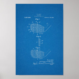 1920 Vintage Golf Club Patent Blueprint Art Print