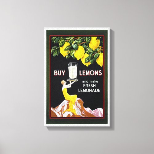 1920 Vintage Grocery Lemonade Poster Restored Canvas Print