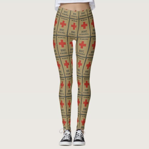 1920 WWI Red Cross We Belong 100 Strong Leggings