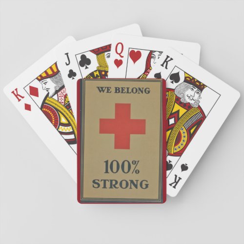 1920 WWI Red Cross We Belong 100 Strong Poker Cards