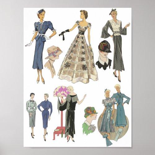 1920s 1930s fashion models clothing flapper girls poster