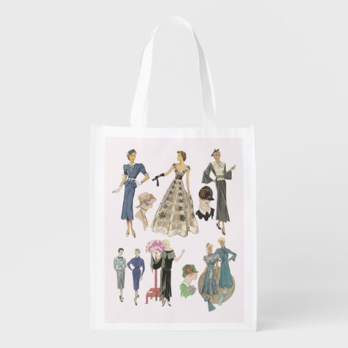 1920s 1930s flapper girls fashion models vintage   grocery bag