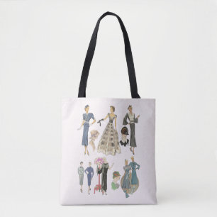 1920s 1930s flapper girls fashion models vintage tote bag