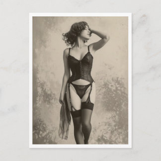 1920s Antique-Inspired Brunette Pinup Postcard 