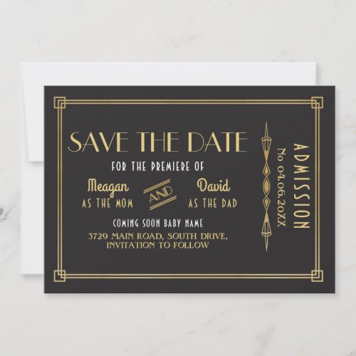1920s Art Deco Baby Shower Gatsby Save The Date