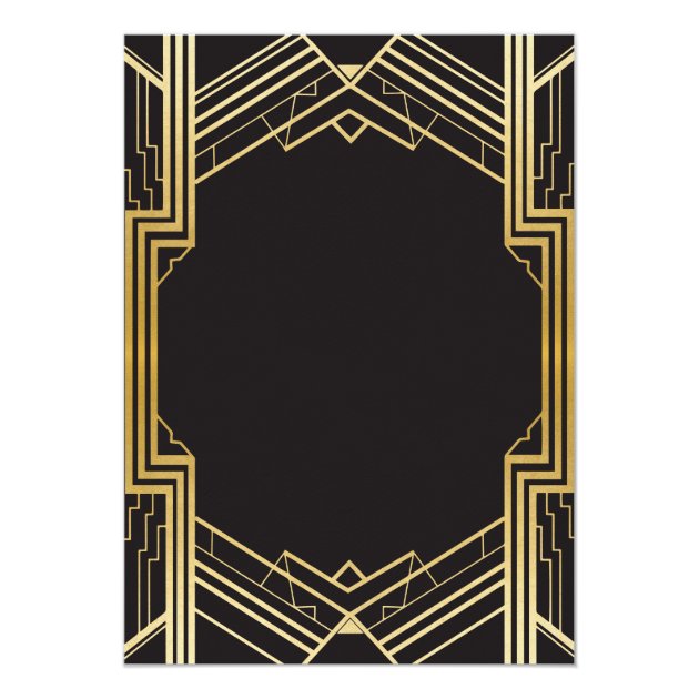 1920's Art Deco Birthday Invite Gatsby Party Gold