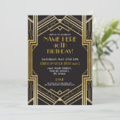 1920's Art Deco Birthday Invite Party Gold (Standing Front)