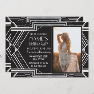 1920's Art Deco Birthday Party Photo Invite Gatsby