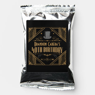 1920s Art Deco Black & Gold 40th Birthday Party Coffee Drink Mix
