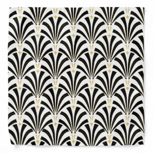 1920s Art Deco Black & White Palmettos Bandana
