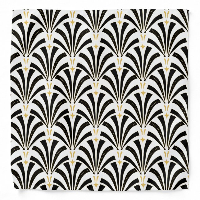 1920s Art Deco Black & White Palmettos Bandana (Front)