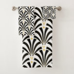 1920s Art Deco Black &amp; White Palmettos Bath Towel Set at Zazzle