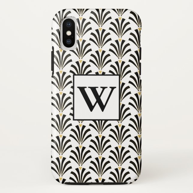 1920s Art Deco Black & White Palmettos Case-Mate iPhone Case (Back)