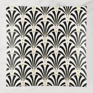 1920s Art Deco Black & White Palmettos Trinket Tray