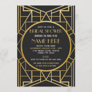 1920's Art Deco Bridal Shower Gatsby Party Invite