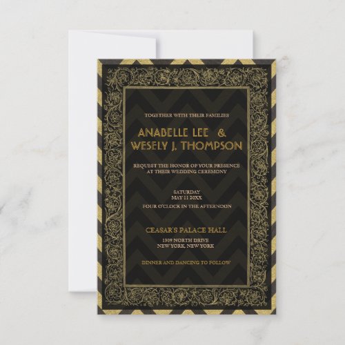 1920s Art Deco Chevron Wedding Invtitation Invitations