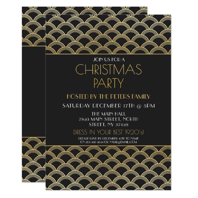 1920's Art Deco Christmas Gatsby Party Invitation