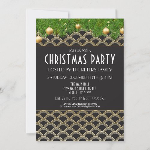 1920s Art Deco Christmas Gatsby Party Invitation