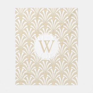 1920s Art Deco Classy White Palmettos Fleece Blanket