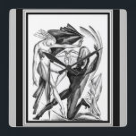 1920's Art Deco "Dancers" Square Wall Clock<br><div class="desc">Stunning,  unique,  1929,  Art Deco "Dancers" wall clock in neutral black,  white,  and gray.</div>