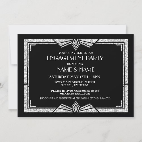 1920s Art Deco Engagement Party Invitation Gatsby