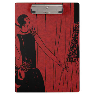 1920s Art Deco Fashion Show Model Red Clipboard