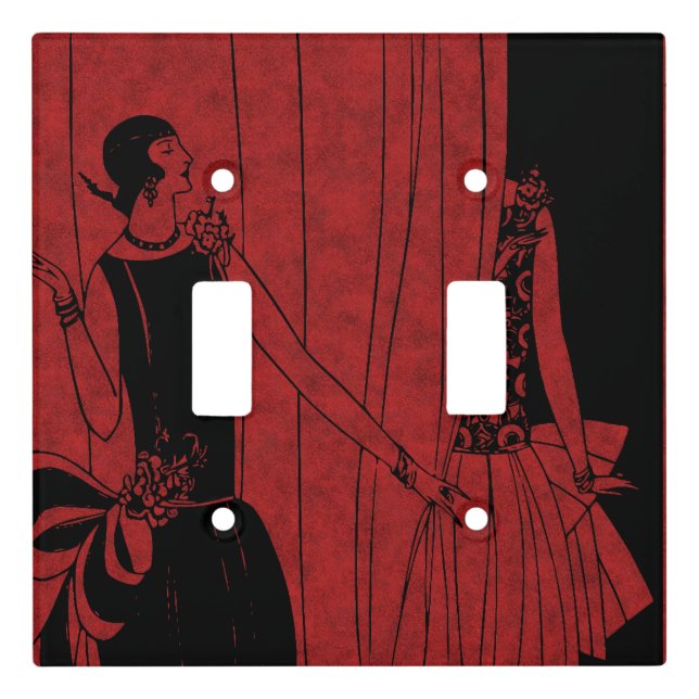 1920s Art Deco Fashion Show Model Red Light Switch Cover (Front)