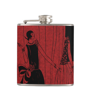 1920s Art Deco Fashion Show Red and Black Flask