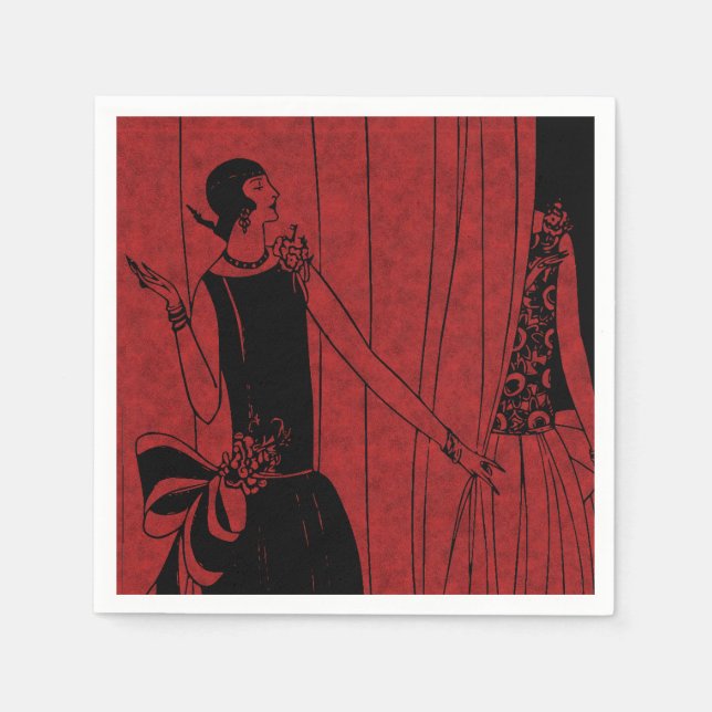 1920s Art Deco Fashion Show Red and Black Napkins (Front)