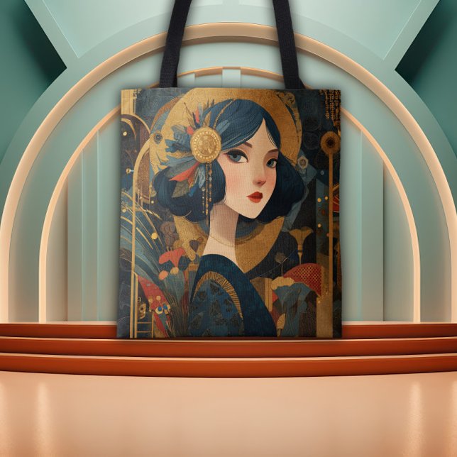 1920's Art Deco Flapper Girl Tote Bag (Creator Uploaded)