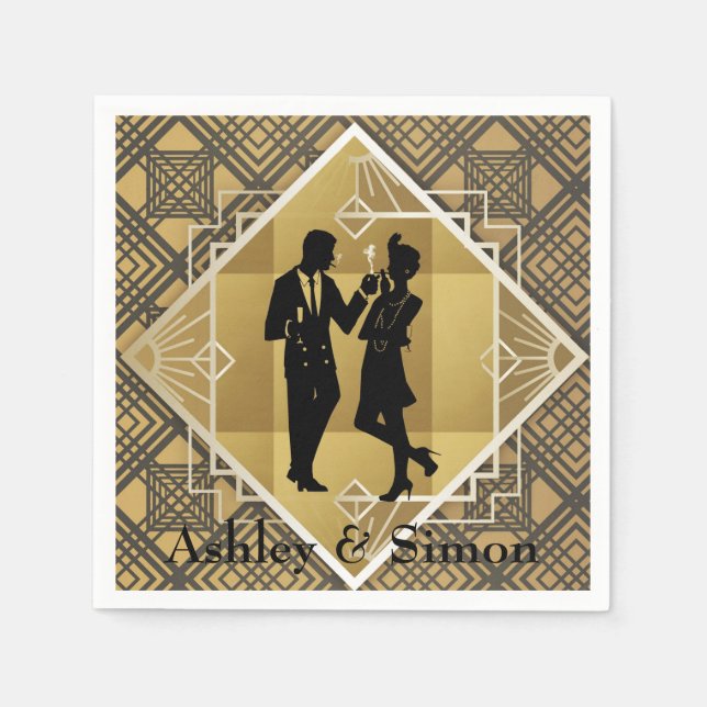 1920's Art Deco. Flapper. Napkins (Front)