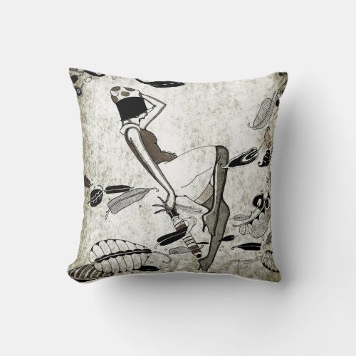 1920s Art Deco Flapper Print Throw Pillow