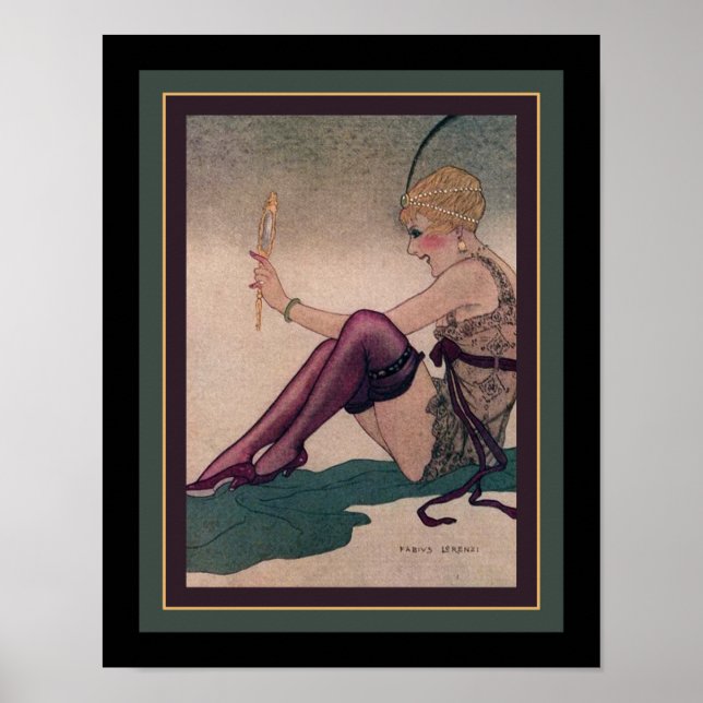 1920's Art Deco Flapper with Mirror Poster (Front)
